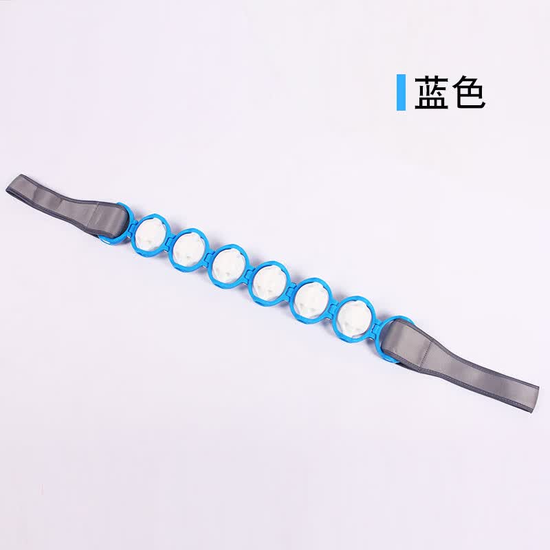 背部按摩器拉背神器滚轮式经络开背手动腰部颈椎不求人拉背条 蓝 大轮