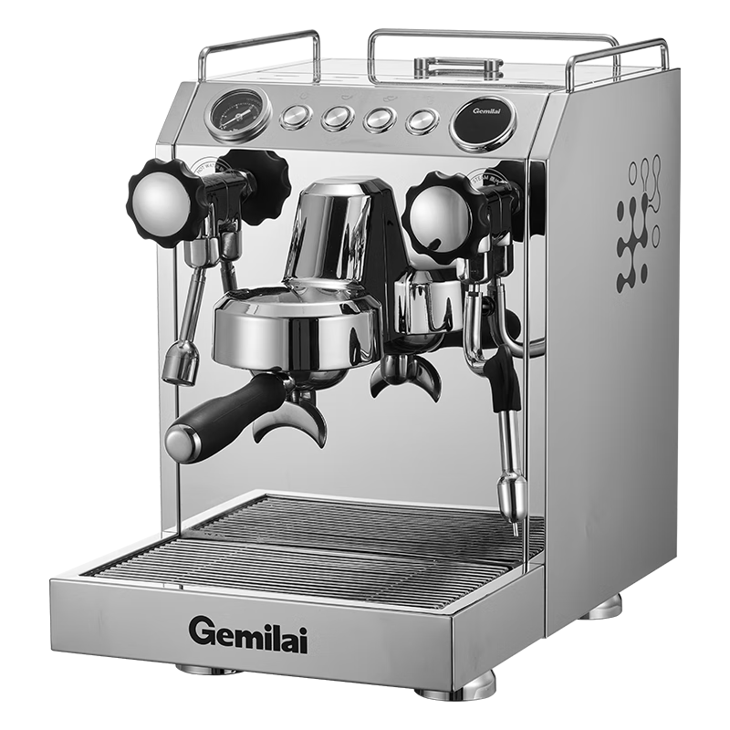 格米萊（GEMILAI）【政府補貼】半自動(dòng)意式咖啡機家用蒸汽奶泡一體機 可視化壓力表半商用 雙瞳G3145水鏡銀