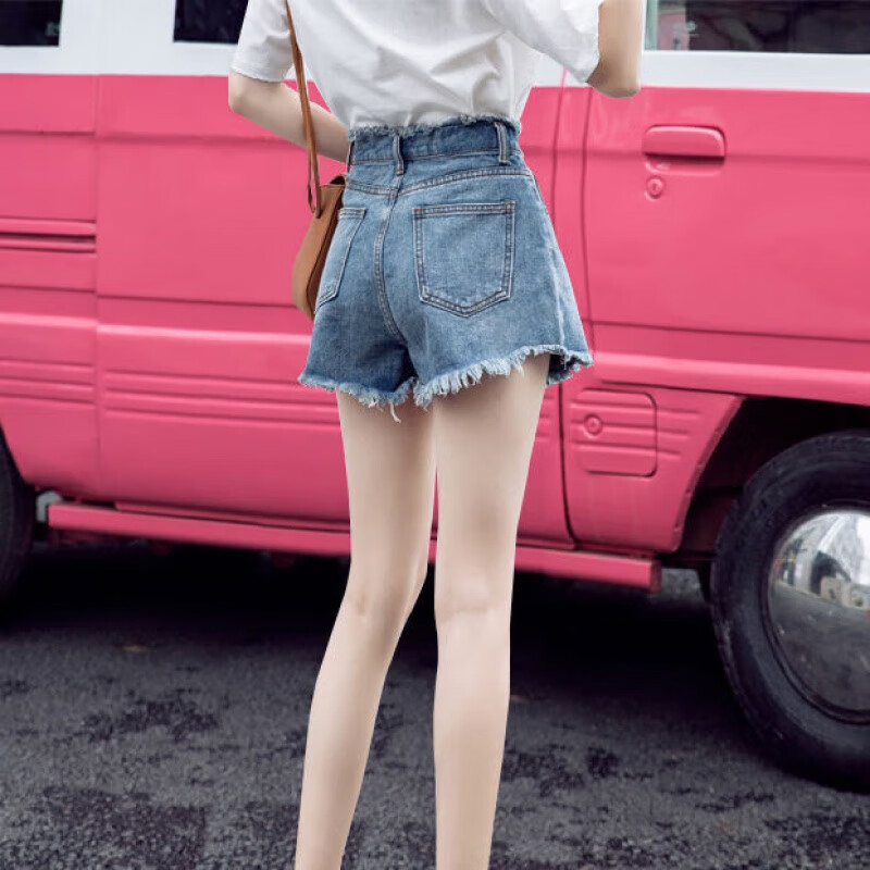 乔骏晟【song腰带】牛仔短裤女高腰春夏显瘦宽松潮chic阔腿网红超短裤