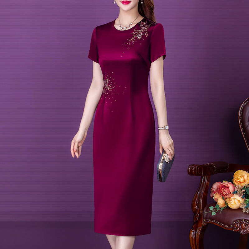 美黛遇喜妈妈小个子高端婚礼服妈妈装结婚礼服醋酸缎旗袍喜婆婆婚宴装