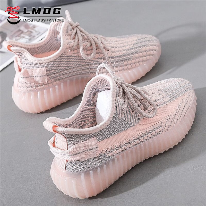 FSAT椰子鞋女学生韩版2026春夏季新款飞织鞋网面透气运动鞋休闲跑步鞋 222粉色果冻底 38