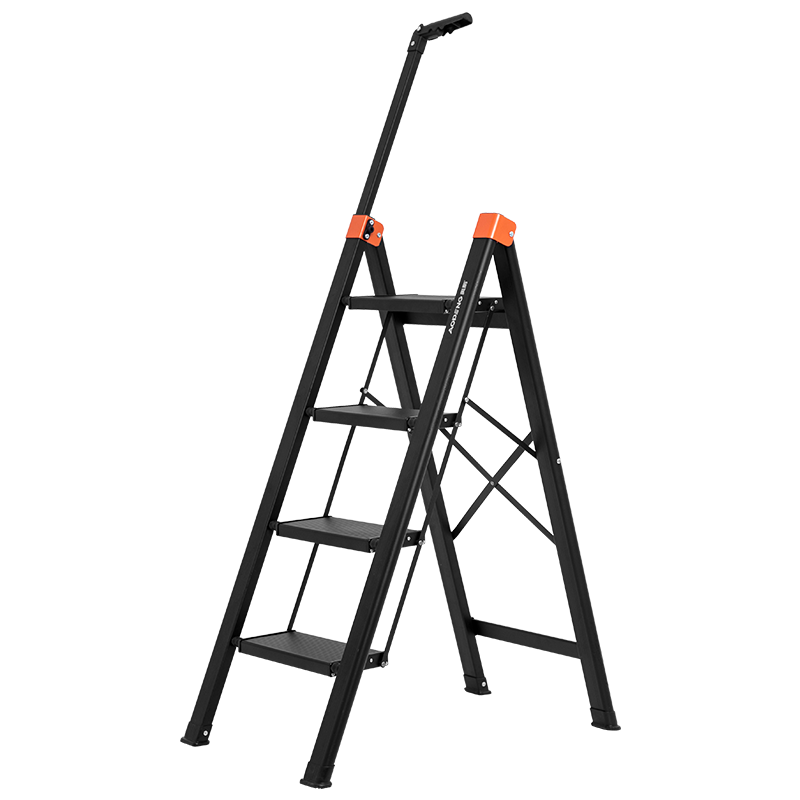 奥鹏家用梯子铝合金单侧伸缩扶手楼梯人字梯四步折叠梯2664D