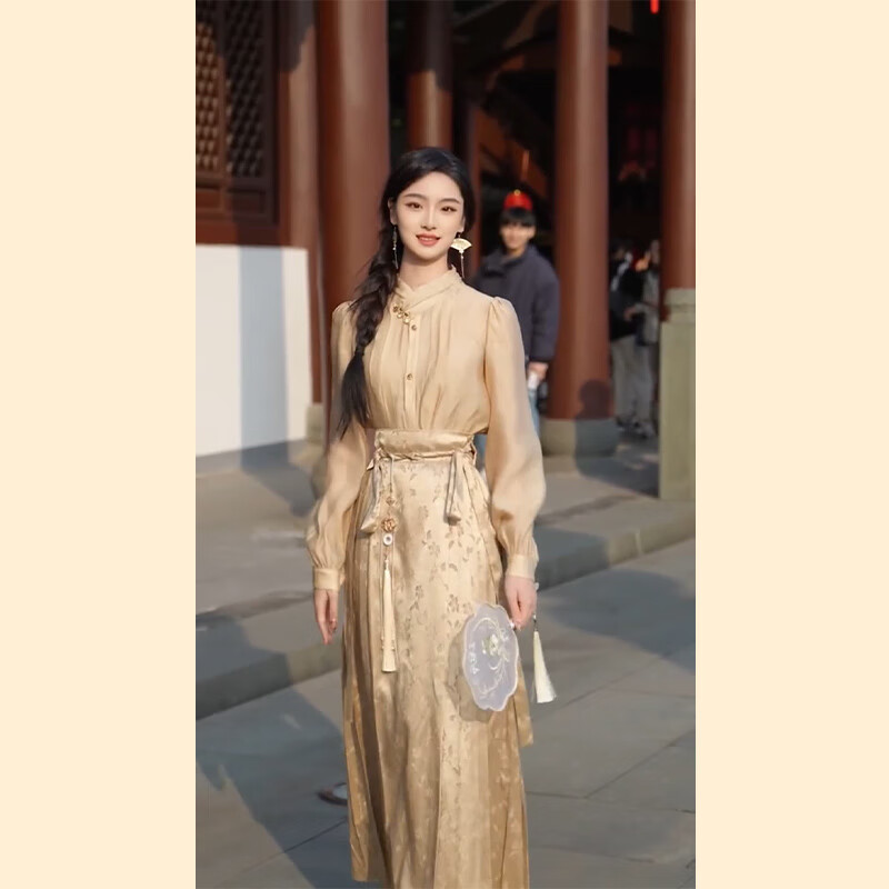 雪汾新中式女装汉元素京云染明华堂夏季薄款马面裙子汉服半身裙子套装