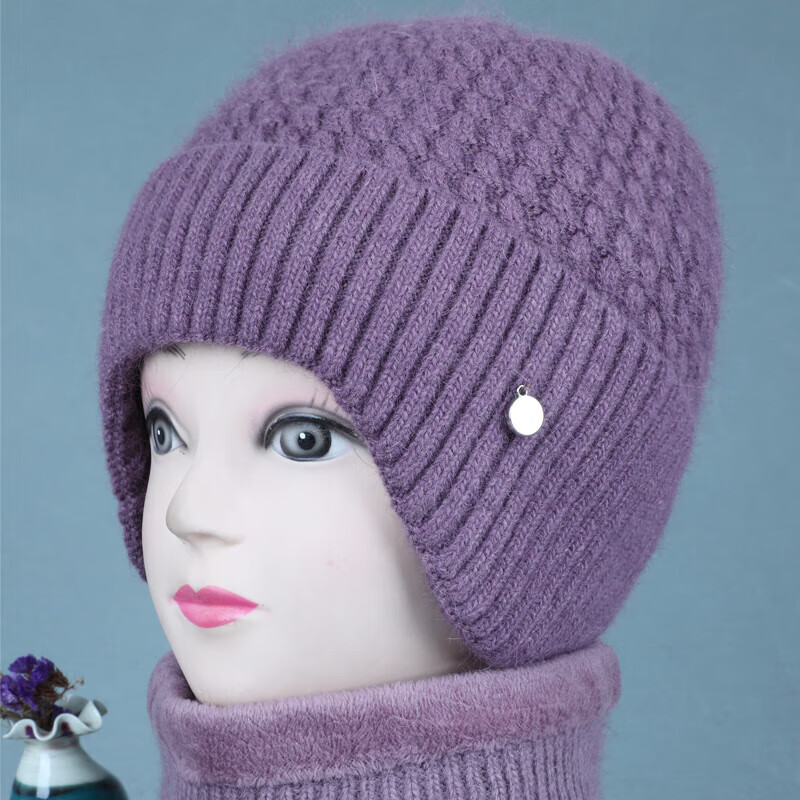 中老年女人冬天带的毛线帽子人女奶奶加绒厚保暖护耳针织老太太妈妈