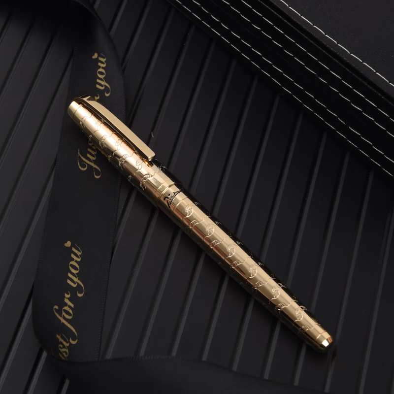 毕加索(Pimio)钢笔918财务美工商务办公高档暗尖美工笔917书法练字签名弯尖美工笔节日送礼钢笔 918全金色财务弯尖美工(0.7mm)礼盒装