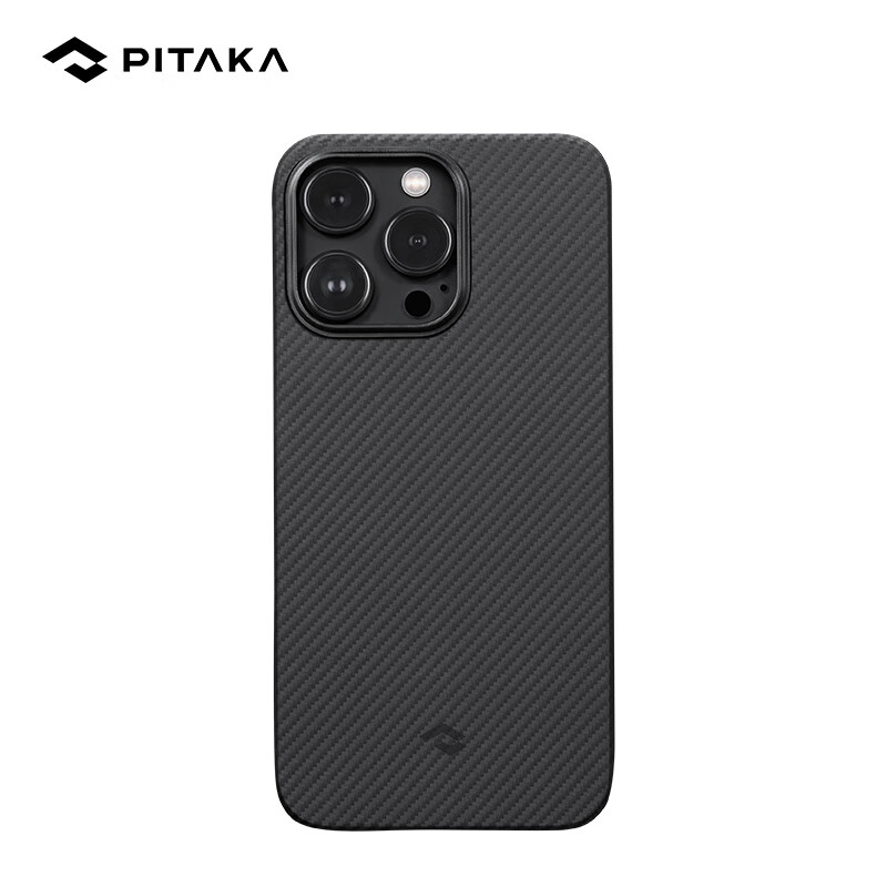 PITAKA MagEZ Case 3可适用苹果iPhone 14 Pro Max凯夫拉手机壳MagSafe磁吸碳纤维轻薄保护套 600D黑灰斜纹