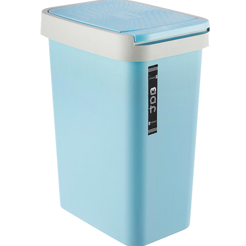 花椰菜弹盖垃圾桶家用防臭卫生间按压式新型创意垃圾桶带盖办公室大号废纸篓 浅蓝 小号8L