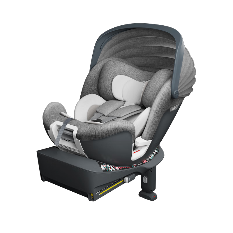 宝贝（Babyfirst）汽车儿童安全座椅 isofix接口（约0-4-7岁）360°旋转 i-Size认证 灵悦(R153B) 北极灰