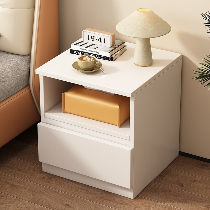 eco-me宜家 床头柜简约现代卧室床边柜家用多抽屉 单抽暖白色32cm