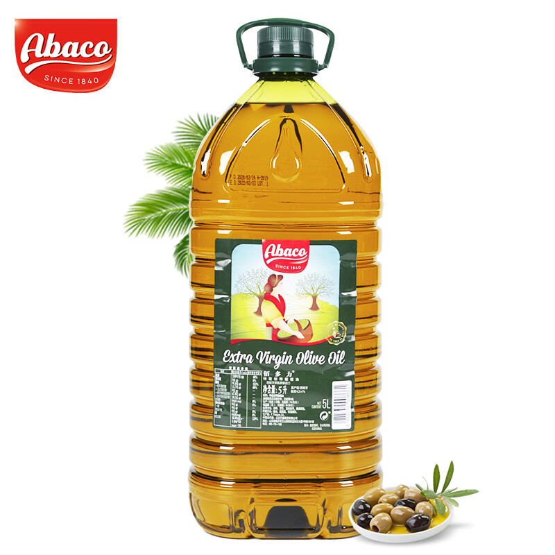 Abaco佰多力特级初榨橄榄油 进口橄榄油5L升桶 家庭实惠装年货送礼福利