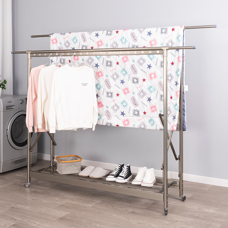 艾格玛户外晾衣架落地可折叠晒衣架阳台移动晒被子架室内外收缩晾衣服