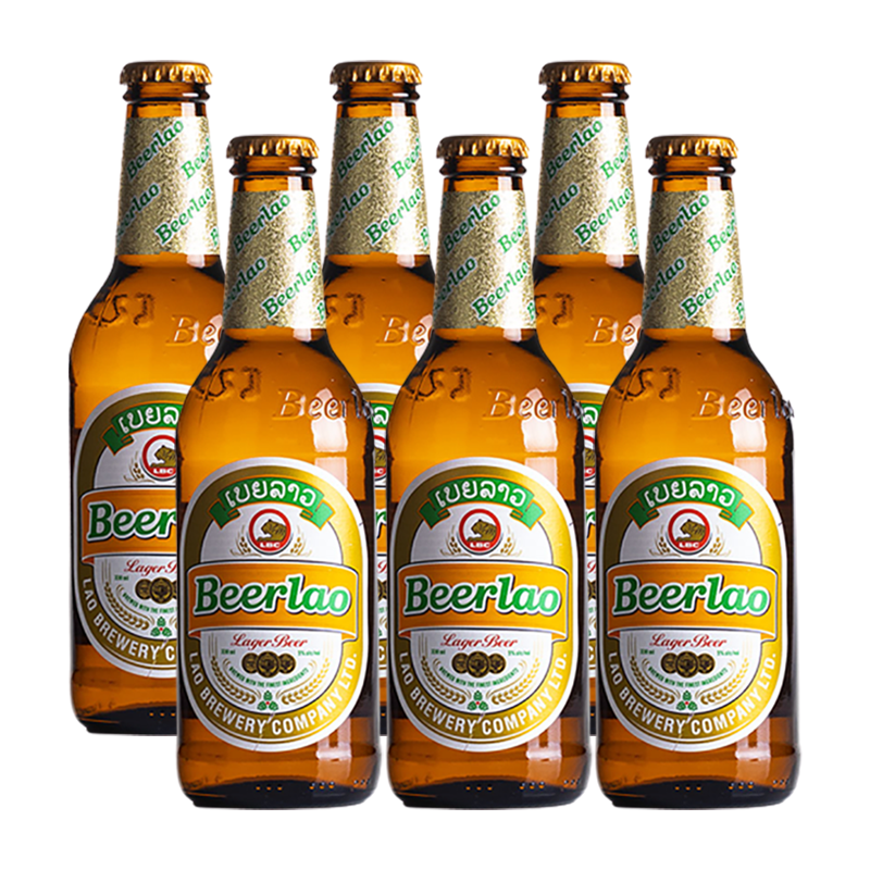老挝（Beerlao）老挝原装进口黄啤酒 精酿啤酒 Beerlao 黑啤酒 拉格啤酒瓶装整箱 老挝黄啤酒 330mL 6瓶