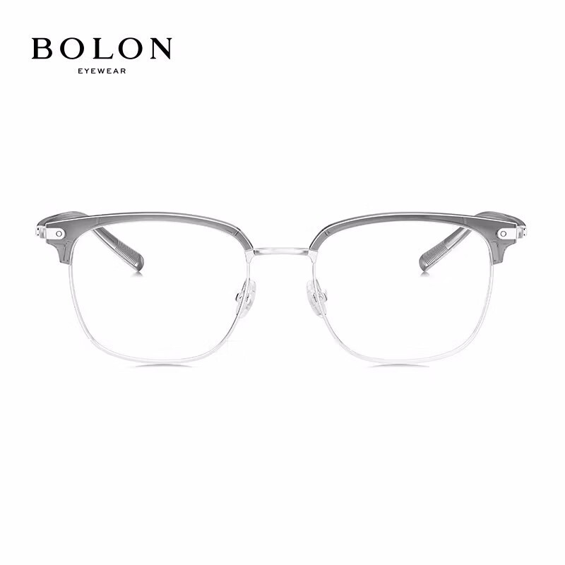 暴龙（BOLON）近视眼镜框 时尚通勤眉线复古眼镜架 暴龙眼镜 BJ6105 精选  B16-银色+透灰色 【单框无忧试戴】此项仅单框-如需镜片可自行选配