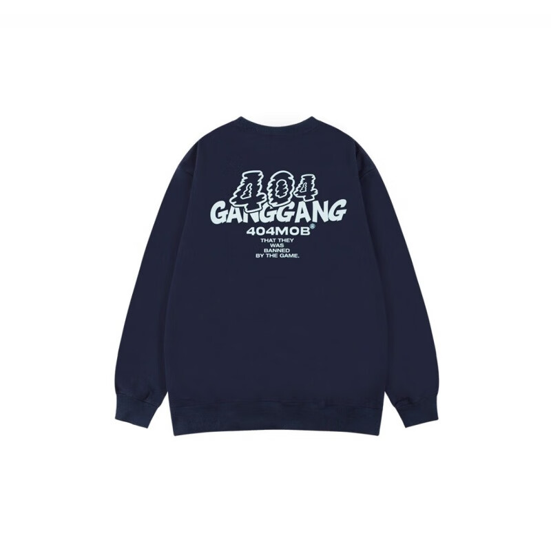 映娇404mob卫衣gang字母logo印花宽松圆领长袖冬季男情侣款 深蓝色 m