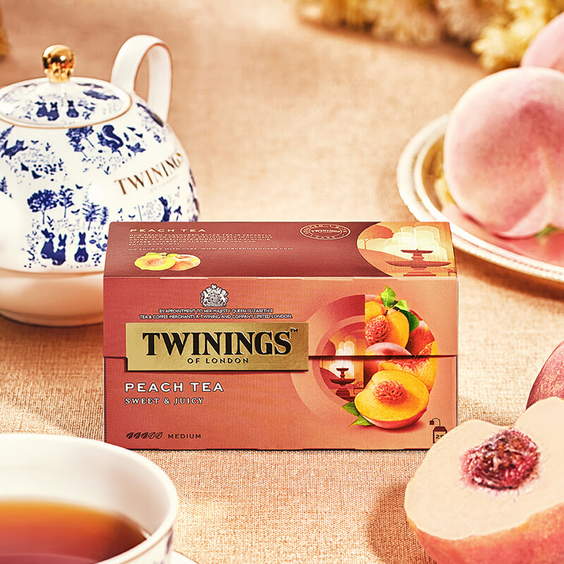 片盒装英式水果味茶独立袋泡茶进口调味茶冷泡茶叶 蜜桃红茶25片盒装