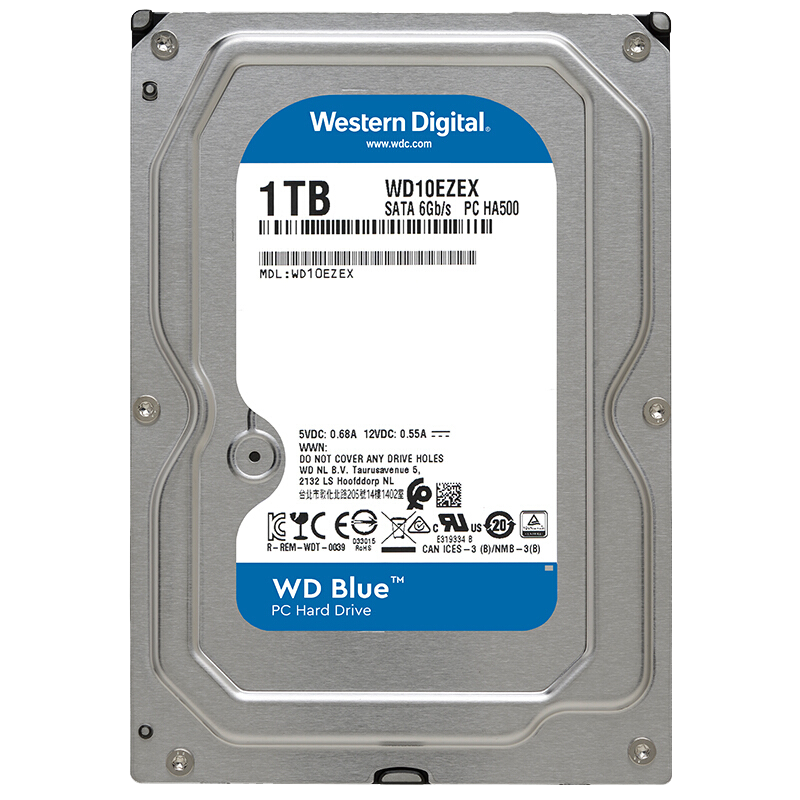 西部数据（WD）蓝盘1TB 3.5英寸CMR台式机机械硬盘 西数1T 7200转 WD10EZEX13059726696