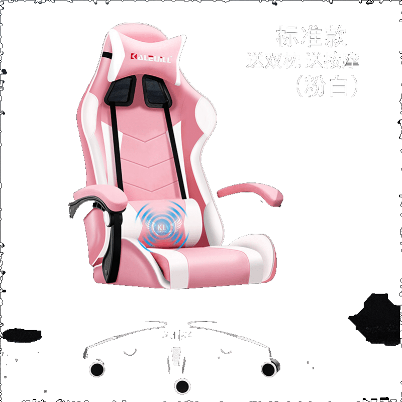 禧龙盛 电脑椅家用办公椅游戏电竞椅可躺椅子竞技赛车椅老板椅人体工学吃鸡LOL游戏椅网吧网咖椅学生椅 默认粉白色(其他颜色请备注) 尼龙脚