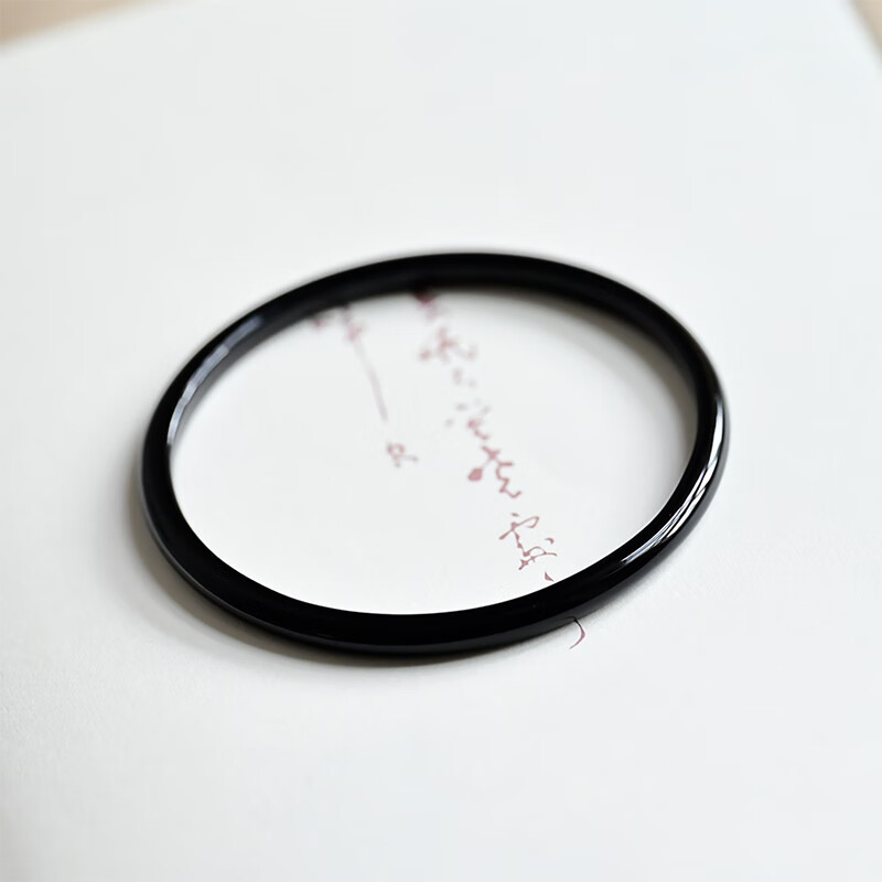 淑丽芙乌鸡手镯黑玛瑙叮当细窄条玉髓镯子黑色墨玉镯水晶女闺蜜朋友