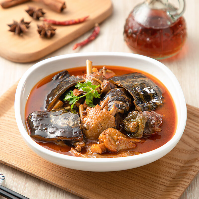 泛洲滋味轩甲鱼烧鸡红烧甲鱼火锅加热即食半成品 家庭装1000g