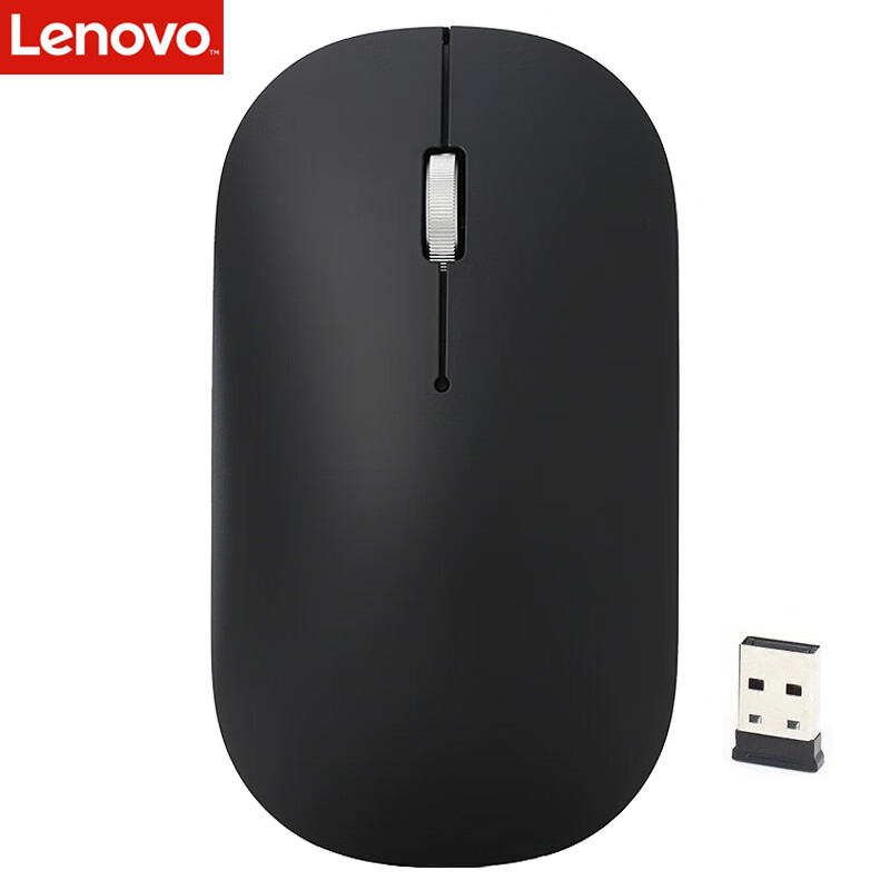 联想（Lenovo）无线鼠标 静音鼠标 台式机笔记本电脑通用办公鼠标 轻薄款小新Hand酷黑色