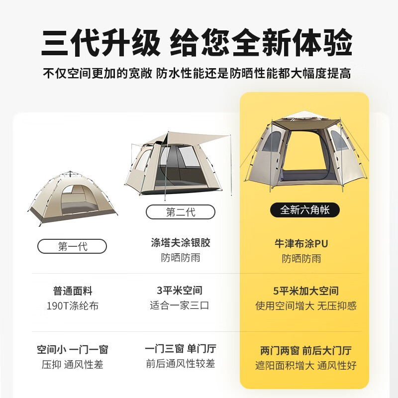 捷路普帐篷户外野营过夜折叠便携式加厚防雨露营装备全套全自动室内公园 【黑胶】超大号充气床+睡袋套餐