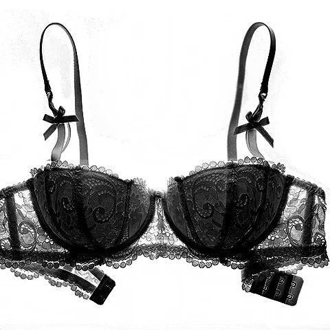 厚平胸专用半杯超性感内衣小胸专用加厚显大无 黑色中厚单件 32b/70b