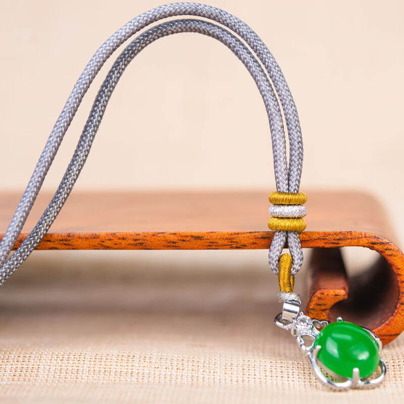 京佳玉吊坠平安扣 玉佩翡翠挂绳 男女胸牌佛牌工牌 手工编织挂脖 项