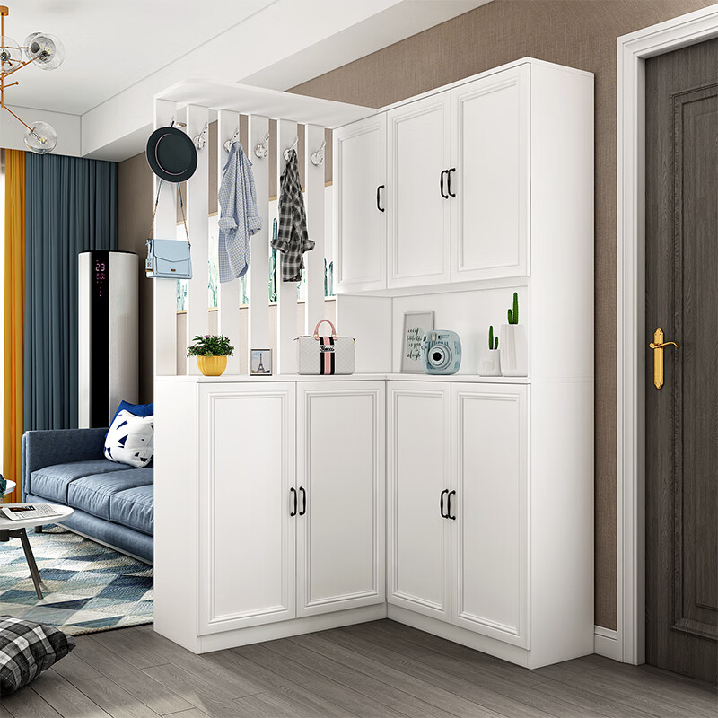 强象现代简欧转角玄关柜鞋柜一体进门多功能隔断衣帽柜定制门厅柜n