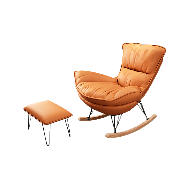 蚁伽 摇椅 阳台摇摇椅躺椅 家用懒人沙发 沙发家用摇摇椅子休闲沙发椅 橙色+脚踏