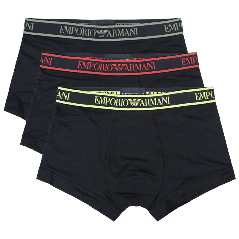 阿玛尼(armani)男士内裤三条装 ea系列 撞色徽标平角四角裤 111357 4