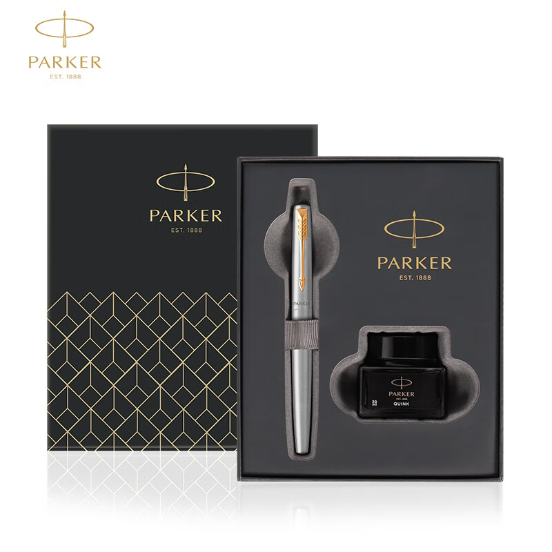 派克（PARKER）钢笔礼盒系列 乔特钢杆金夹墨水笔+深灰迷