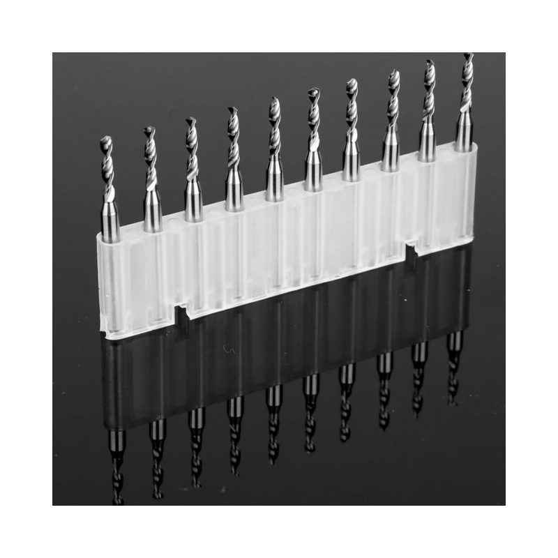 PHYLINA数控雕刻钻头PCB精密微钻钨钢合金钻合金钻咀精雕钻针3.175柄 0.5-1.0MM(十只装）请备注 38元