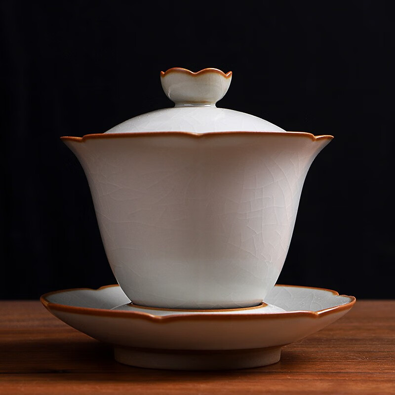 柏韵:汝窑纹路莲花盖碗