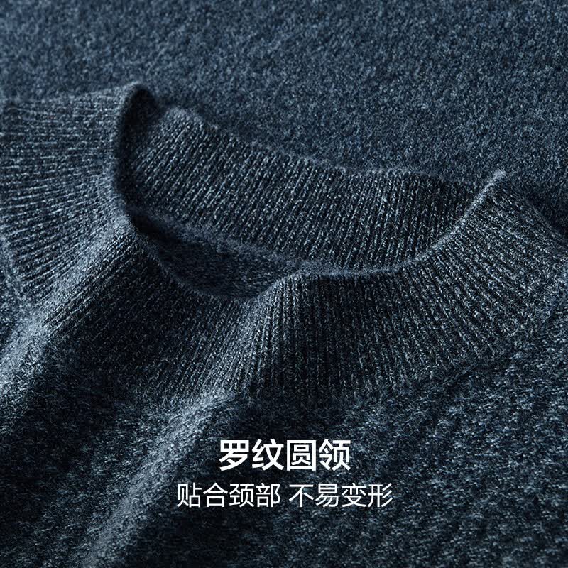 红豆羊毛衫男【厚款100%绵羊毛】华夫格肌理秋季男士毛衣套头 B1兰色 L 175/96B