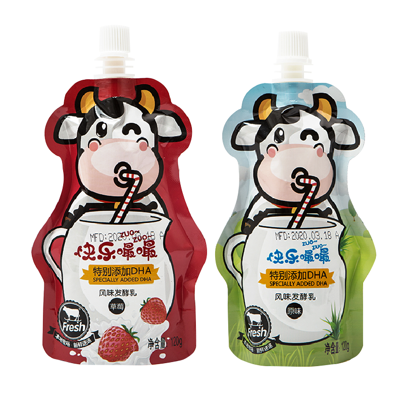 康诺DHA儿童酸奶益生菌酸牛奶草莓风味发酵乳混合果蔬奶非脱脂一岁以上120g/袋 草莓味5袋