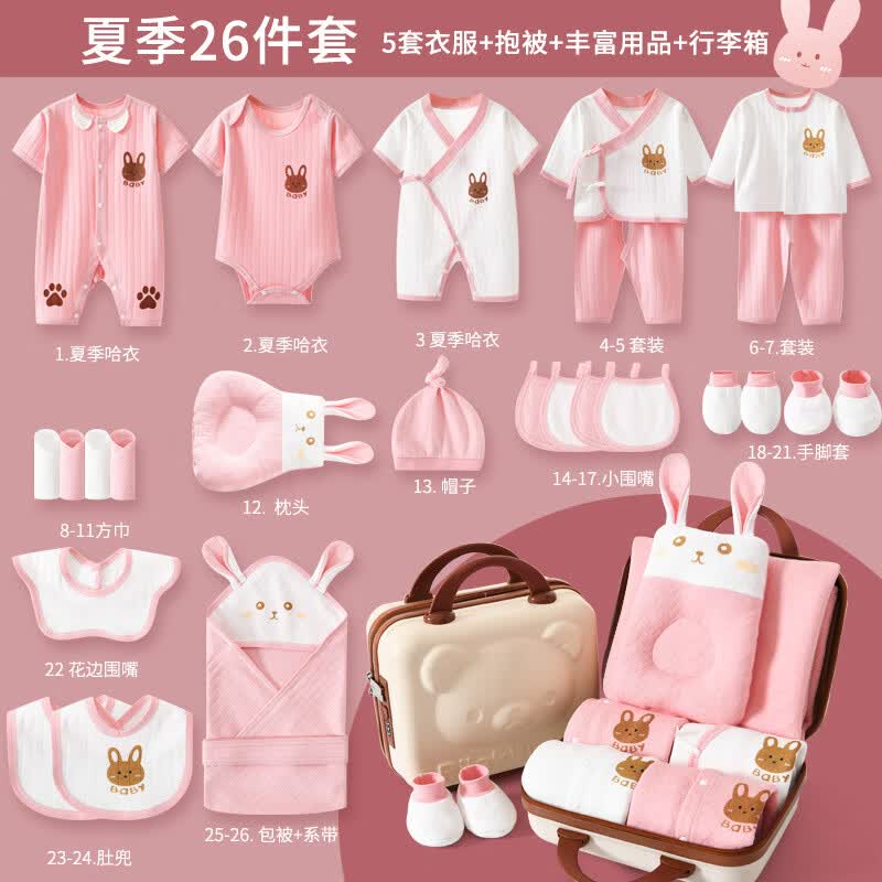 INSAHO婴儿衣服新生儿礼盒纯棉春夏套装宝宝出生满月百天礼物母婴用品 手提礼箱夏季款粉色可爱兔26件套 66cm（适用于3-6月）使用感如何?