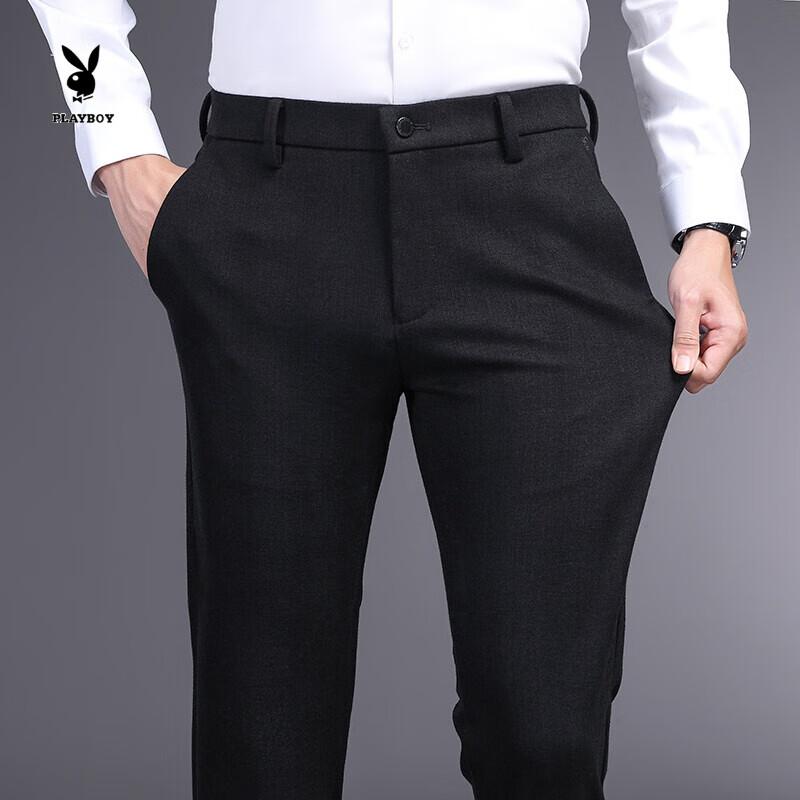 商务西装长裤休闲裤爸爸裤子抗皱西服直筒裤子秋冬厚款保暖正装长裤