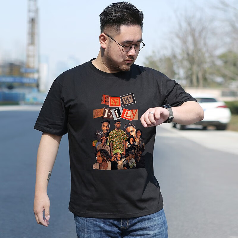 专帅胖子短袖t恤男大码棉质宽松加肥加大青年半袖打底衫夏季潮流体恤