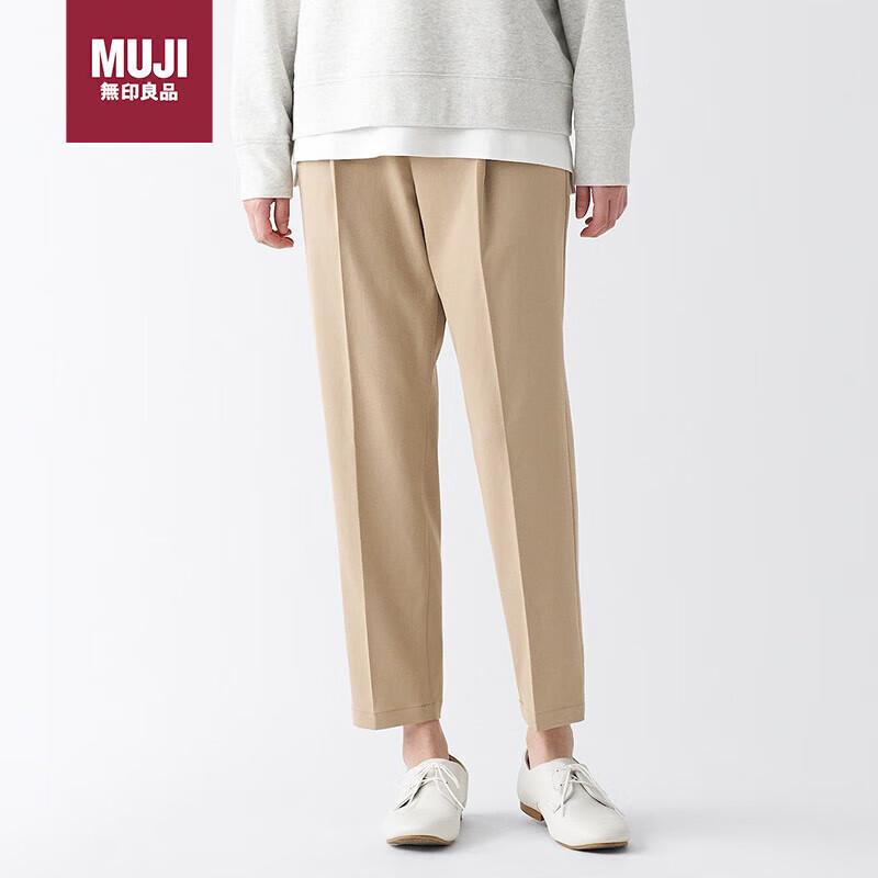 无印良品（MUJI）聚酯纤维 锥形裤 米色 L 