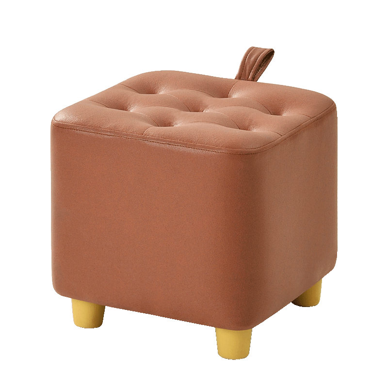 隆上隆 凳子沙发凳家用矮凳换鞋凳方凳 科技布-海绵坐垫-平垫款-橙色