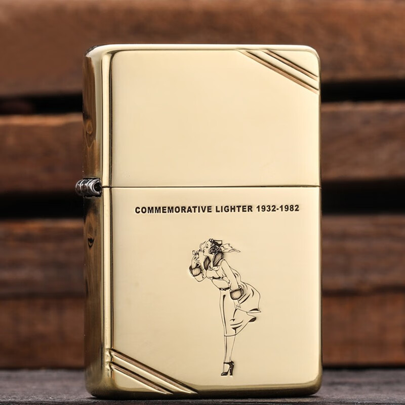 zippo之宝防风打火机正版 黄铜切角风中女郎 1937复刻版风女 男士礼品