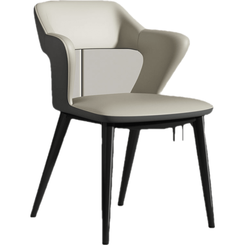 俏宝贝轻奢餐椅现代简约家用餐桌椅子意式网红极简北欧酒店靠背麻将凳子休闲椅子靠背椅子 加厚款168浅灰+深灰(耐刮皮革)