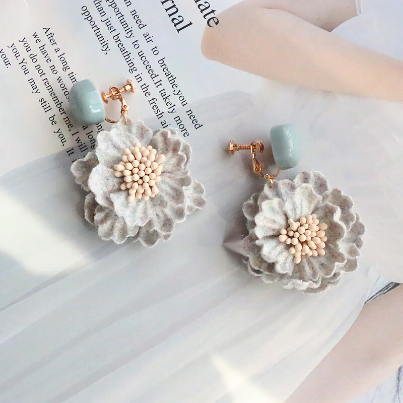 昂比熊夸张网红小雏菊花朵耳饰个性耳夹无耳洞女仙森
