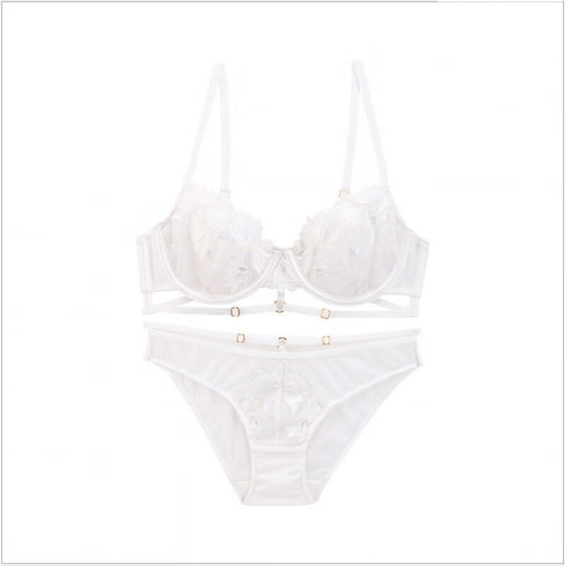 名媛时代(mingyuanshidai)文胸刺绣绑带胸罩薄款聚拢文胸 白色 70b