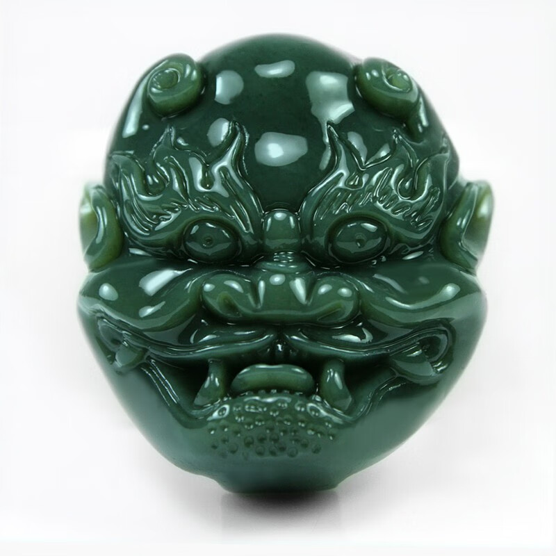 kerla新疆和田玉青玉鬼头皮带扣和田青玉鬼头腰带玉扣赠送证书 扣赠送