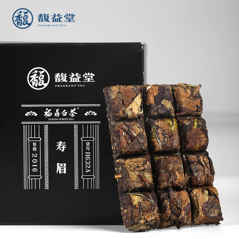 馥益堂白茶 福鼎白茶巅馥系列2016年寿眉老茶巧克力状茶30g品鉴装