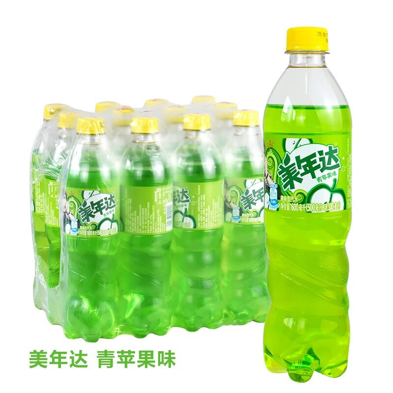 百事可乐美年达香蕉青椰600ml百香果菠萝西瓜果味汽水 橙子味3瓶