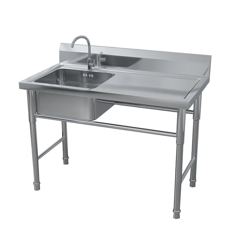 中伟商用不锈钢水槽食堂厨房水池双槽带支架洗碗池消毒池洗菜池单沥水