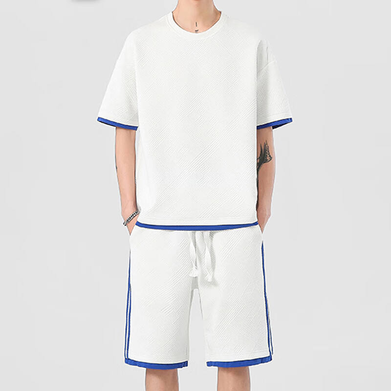登夏天男装套装宽松休闲运动短袖t恤男士夏季潮牌一套搭配帅气衣服