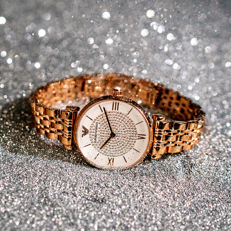 armani)满天星手表 明星同款 钢质表带时尚休闲石英女士腕表  ar11244